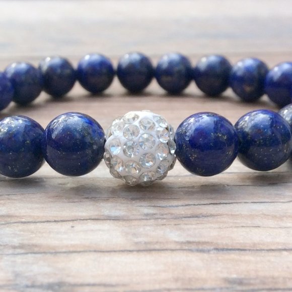 Lapis bracelet, throat chakra, crystal healing bracelet, September birthstone - Picture 2 of 9